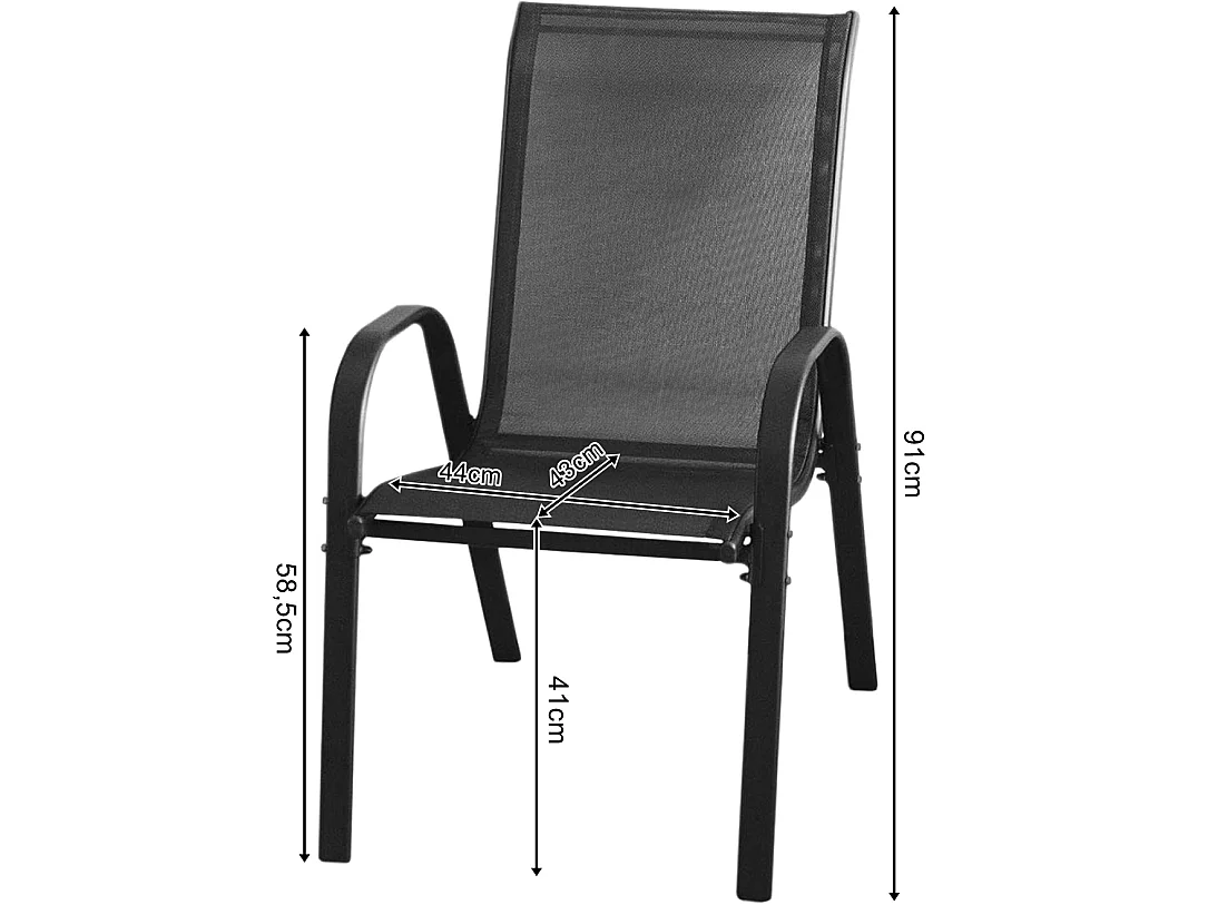 Table ronde Island 60 cm + 2 chaises Sofia en textilène noir pour salle à manger cuisine