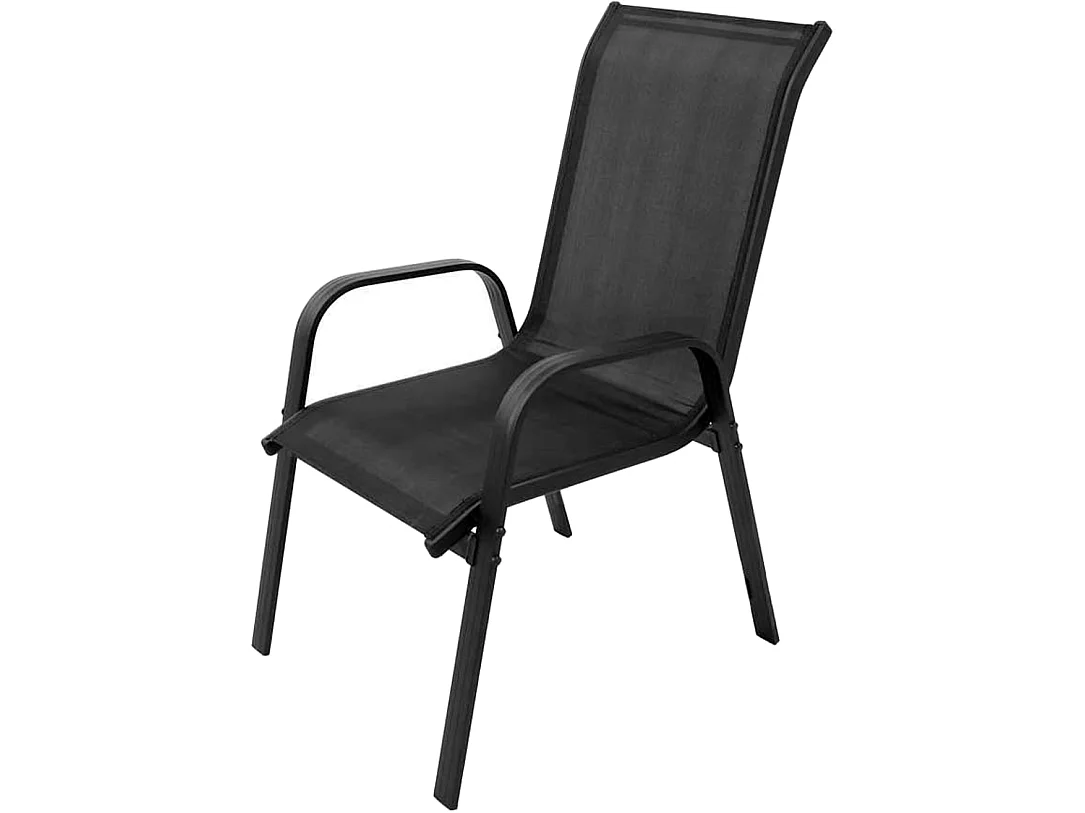 Table ronde Island 60 cm + 2 chaises Sofia en textilène noir pour salle à manger cuisine