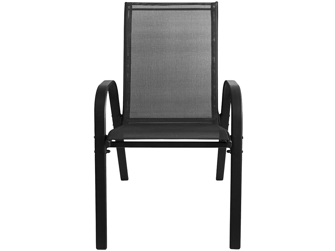Table ronde Island en verre trempé noir 60 cm + 4 chaises Sofia gris foncé