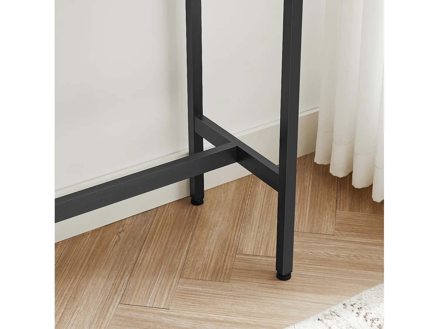 Table de bar + 2 tabourets artisan en bois et acier noir 100x40x90 cm
