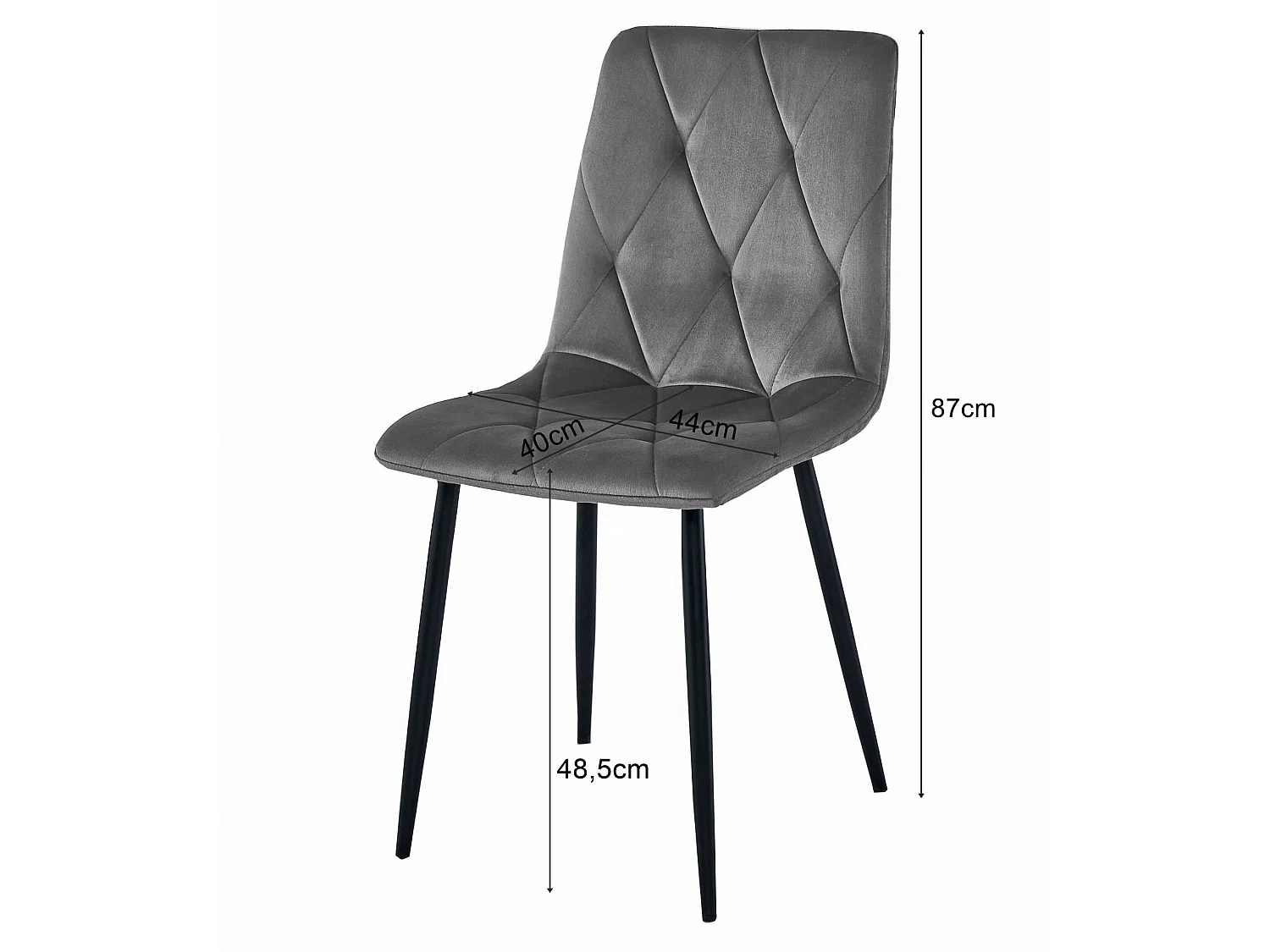 Table de salle à manger 4 chaises velours noir, plateau 120x80 cm Craft noir