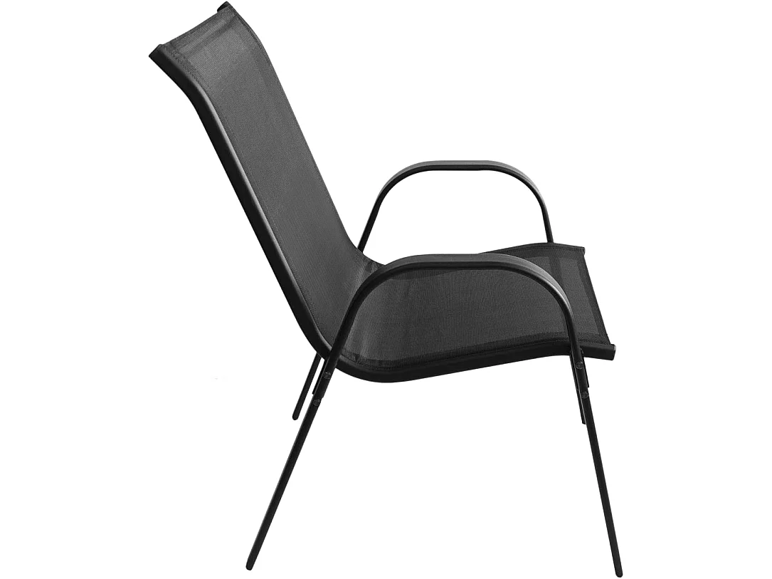 Ensemble table ronde Island 60 cm + 4 chaises Sofia noires textilène métal 60 cm