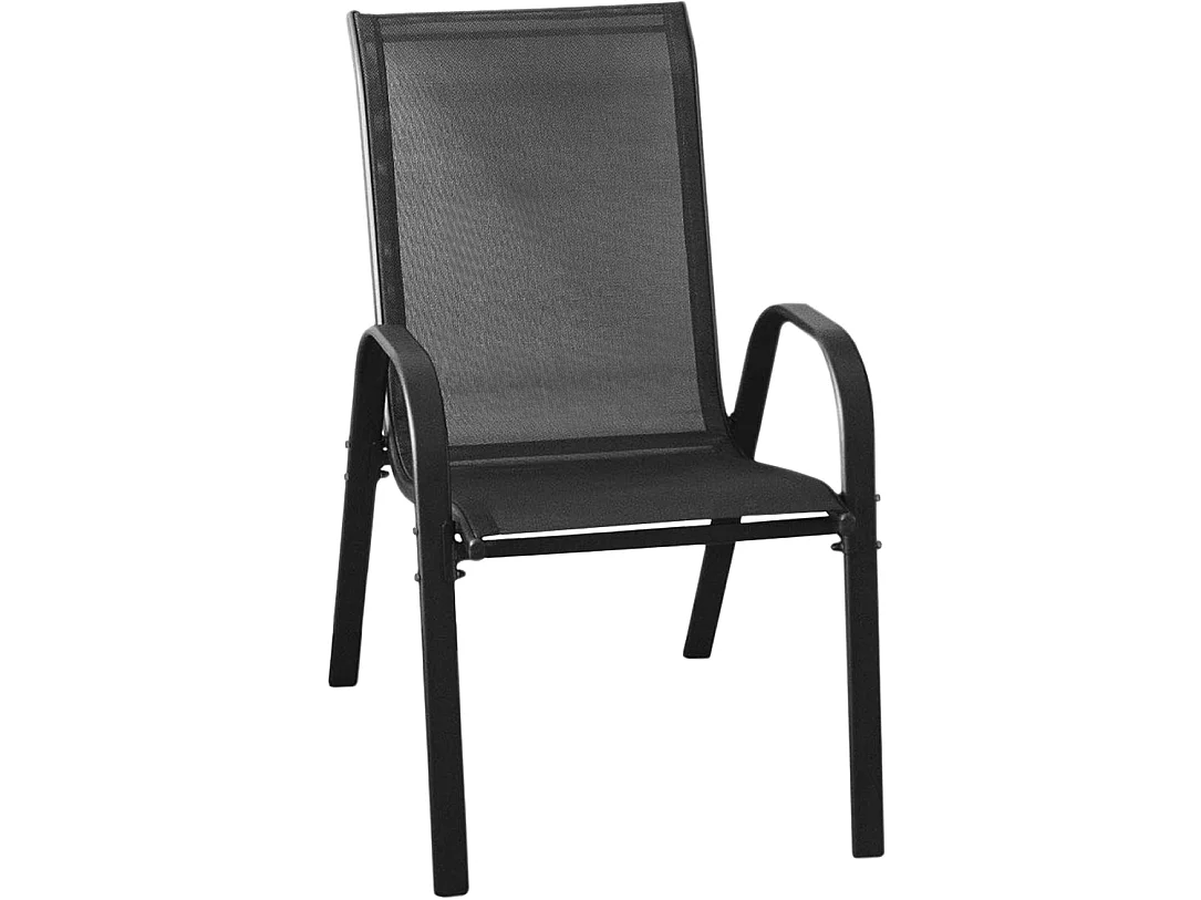 Ensemble table ronde Island 60 cm + 4 chaises Sofia noires textilène métal 60 cm