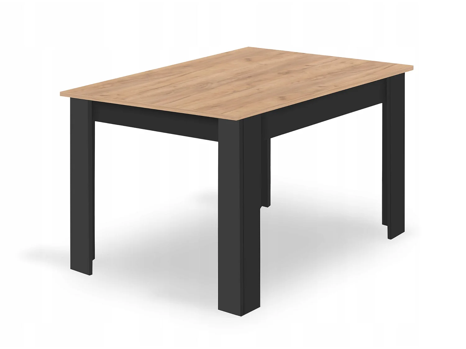 Ensemble table rectangulaire 120x80 craft + 4 chaises noires pour salle à manger