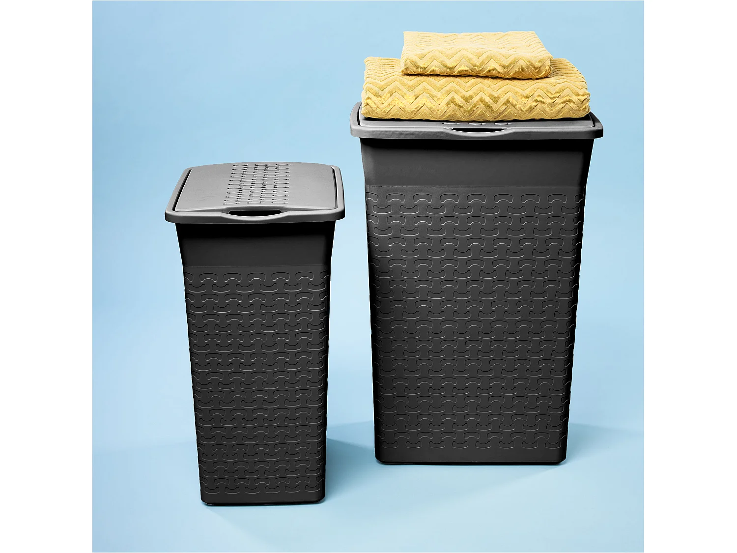 Panier à linge autoportant en plastique gris chiné 35 L 38,4x28,2x50,3 cm