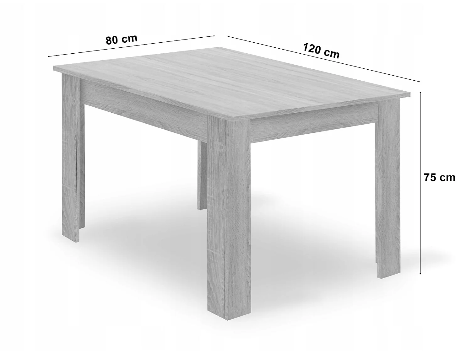 Ensemble table à manger 4 chaises velours noir 120x80 cm