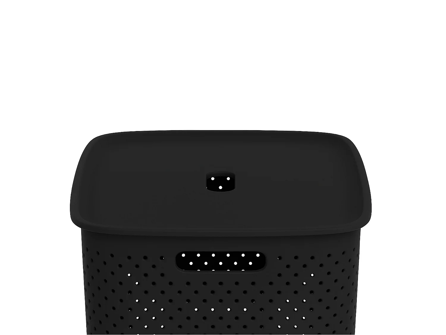 Panier à linge autoportant avec couvercle plastique noir 60 L 58x45x34 cm