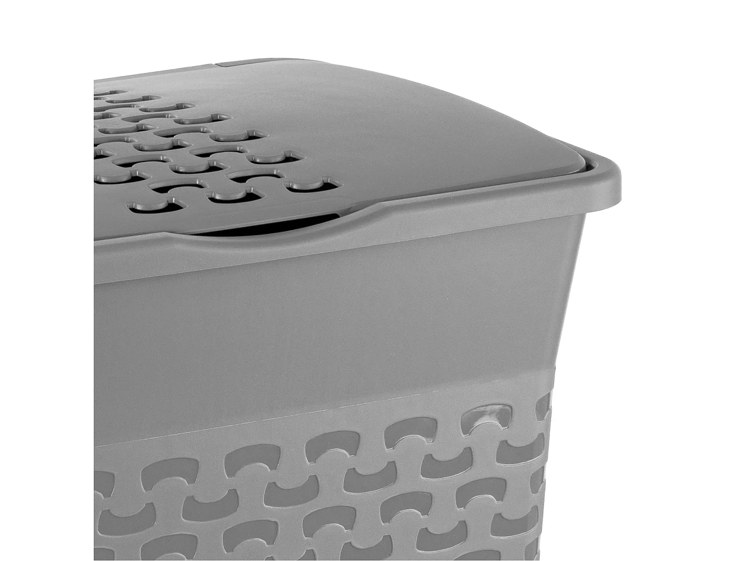 Panier à linge autoportant perforé plastique gris 55 L 42,6x32,1x61 cm