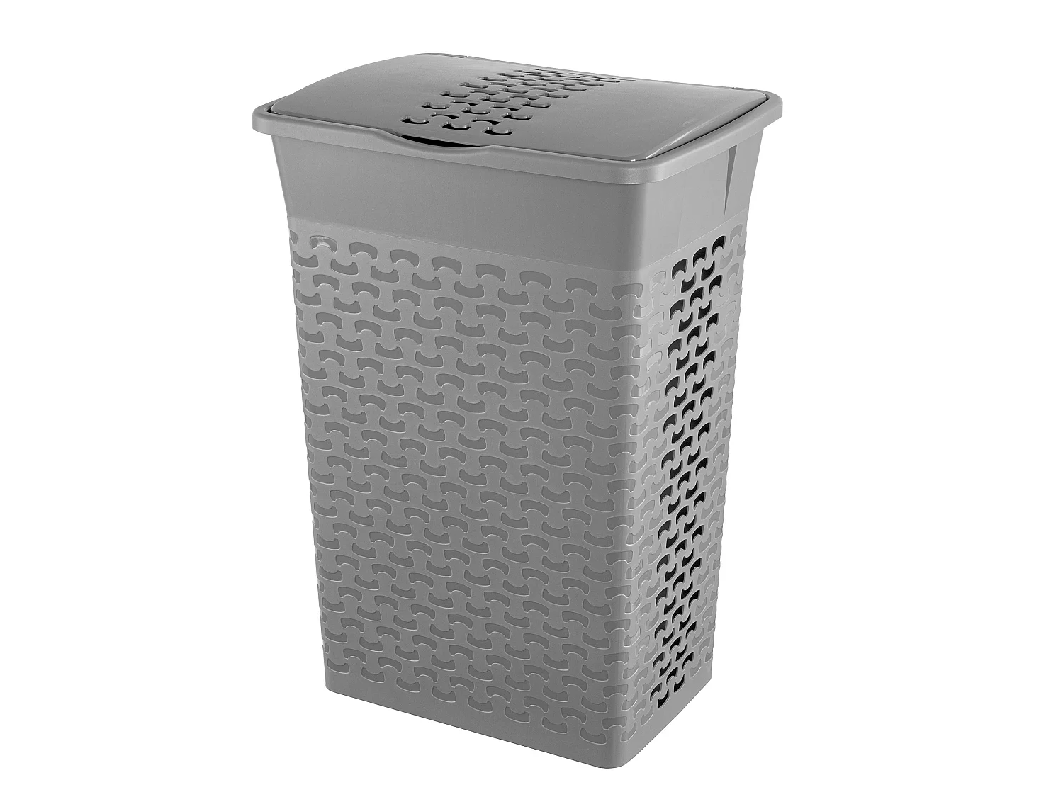 Panier à linge autoportant perforé plastique gris 55 L 42,6x32,1x61 cm