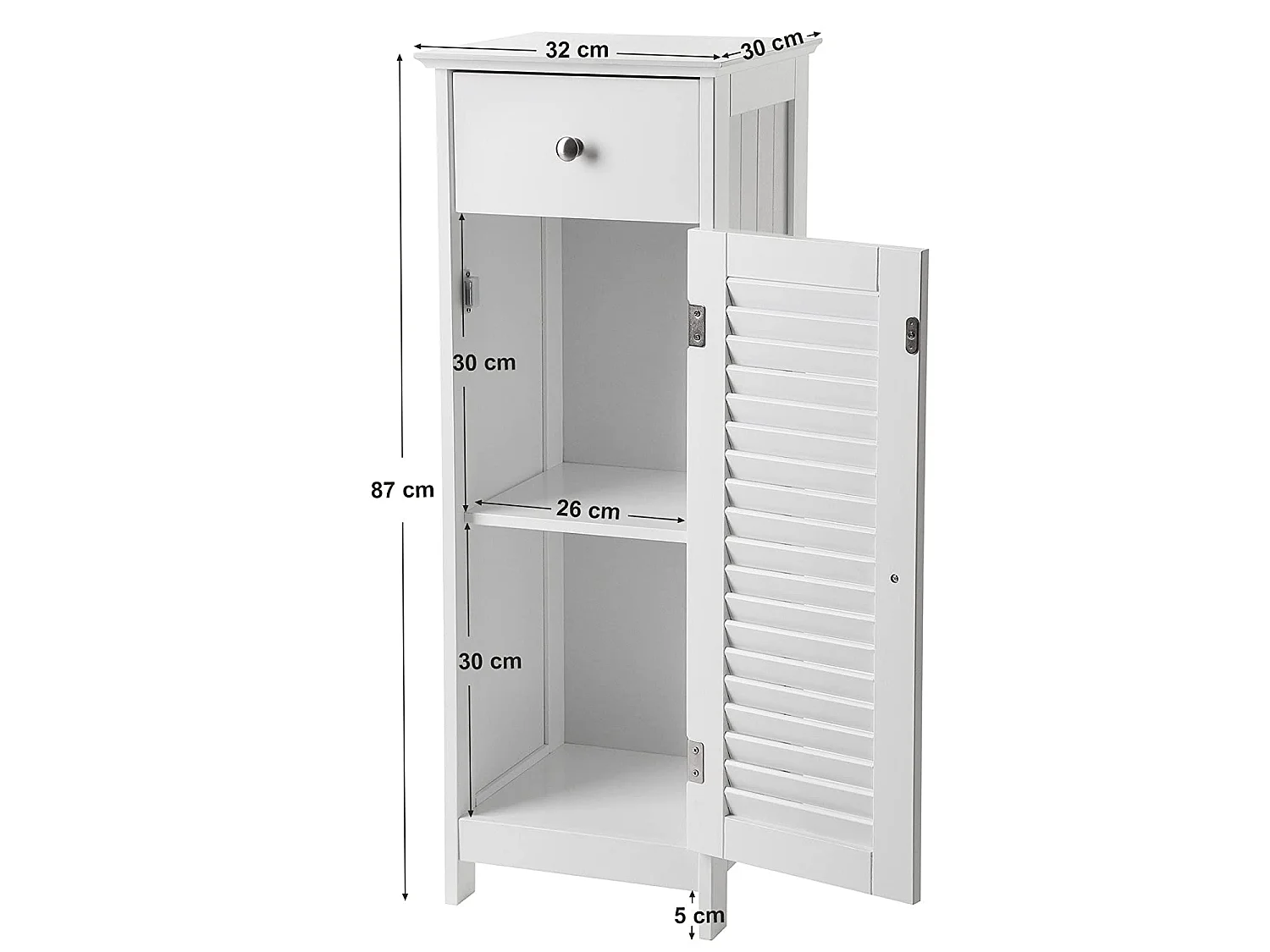 Meuble colonne de salle de bain pratique MDF blanc 32x30x87 cm
