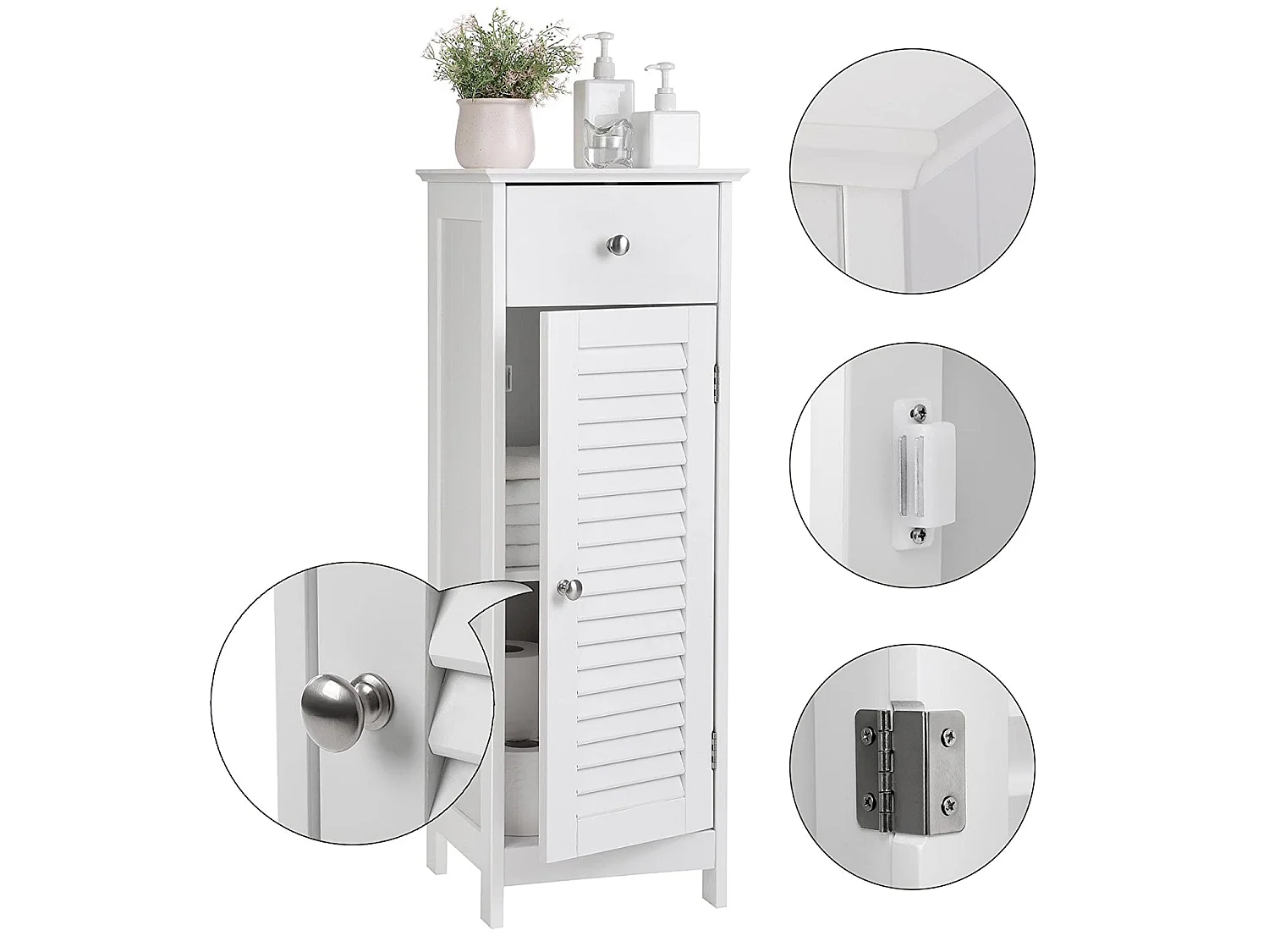 Meuble colonne de salle de bain pratique MDF blanc 32x30x87 cm