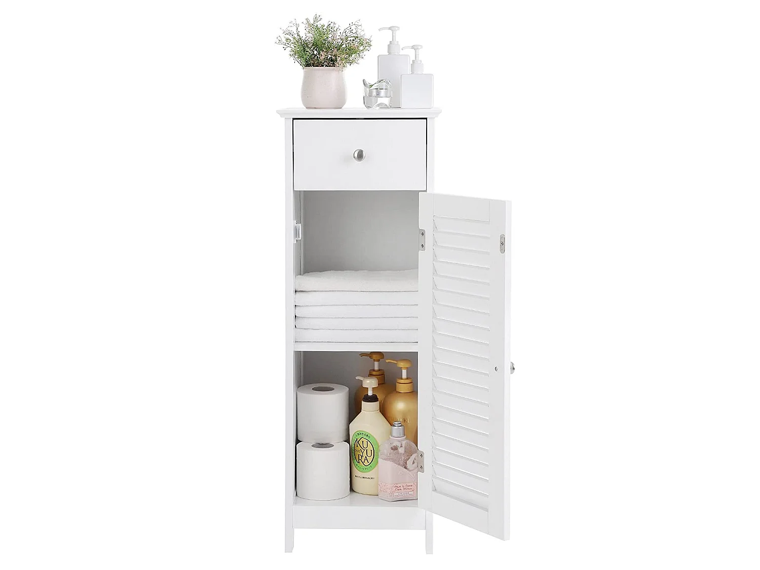 Meuble colonne de salle de bain pratique MDF blanc 32x30x87 cm