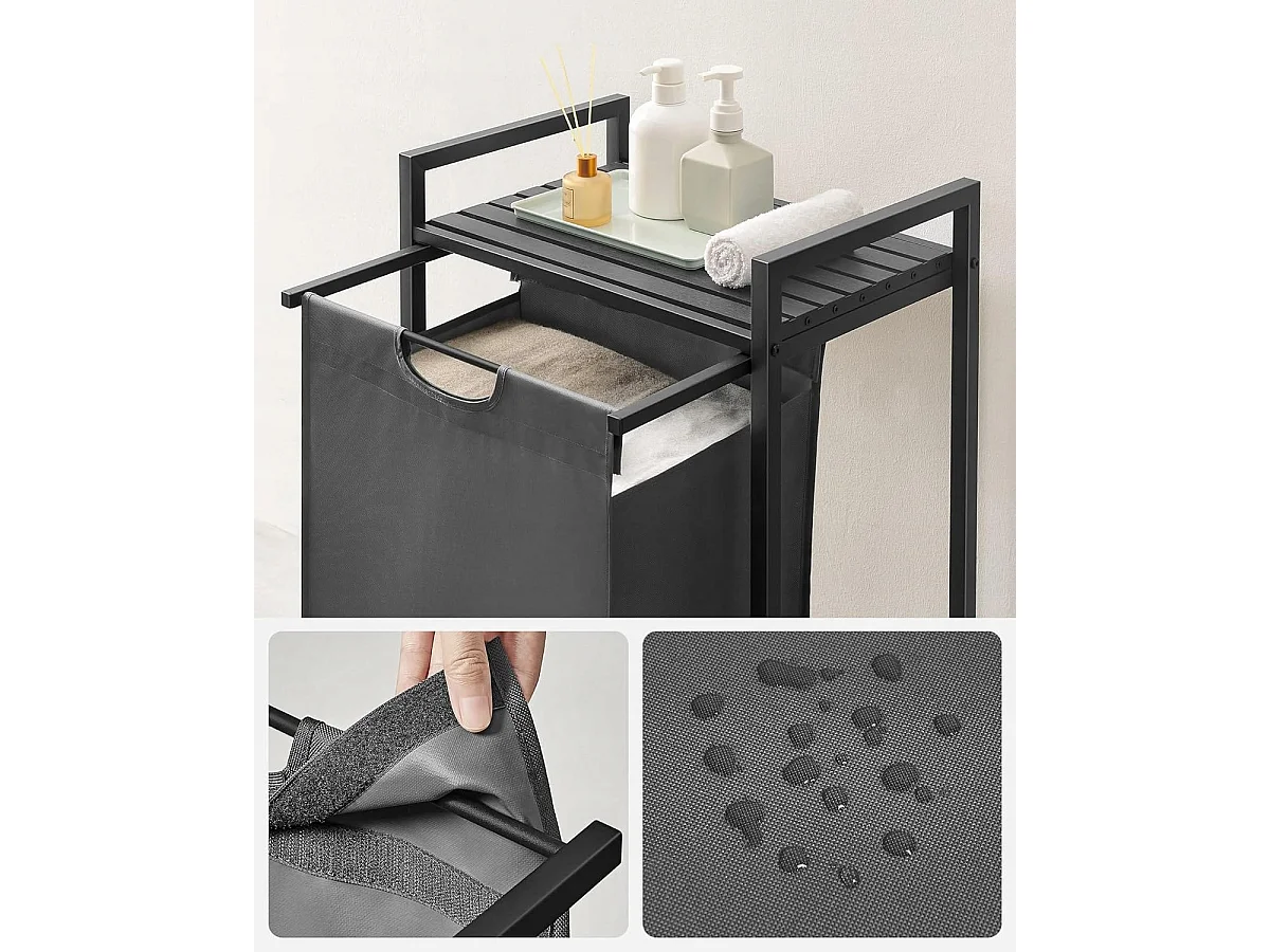 Badkamerkast met wasmand metaal zwart 50x33x72 cm