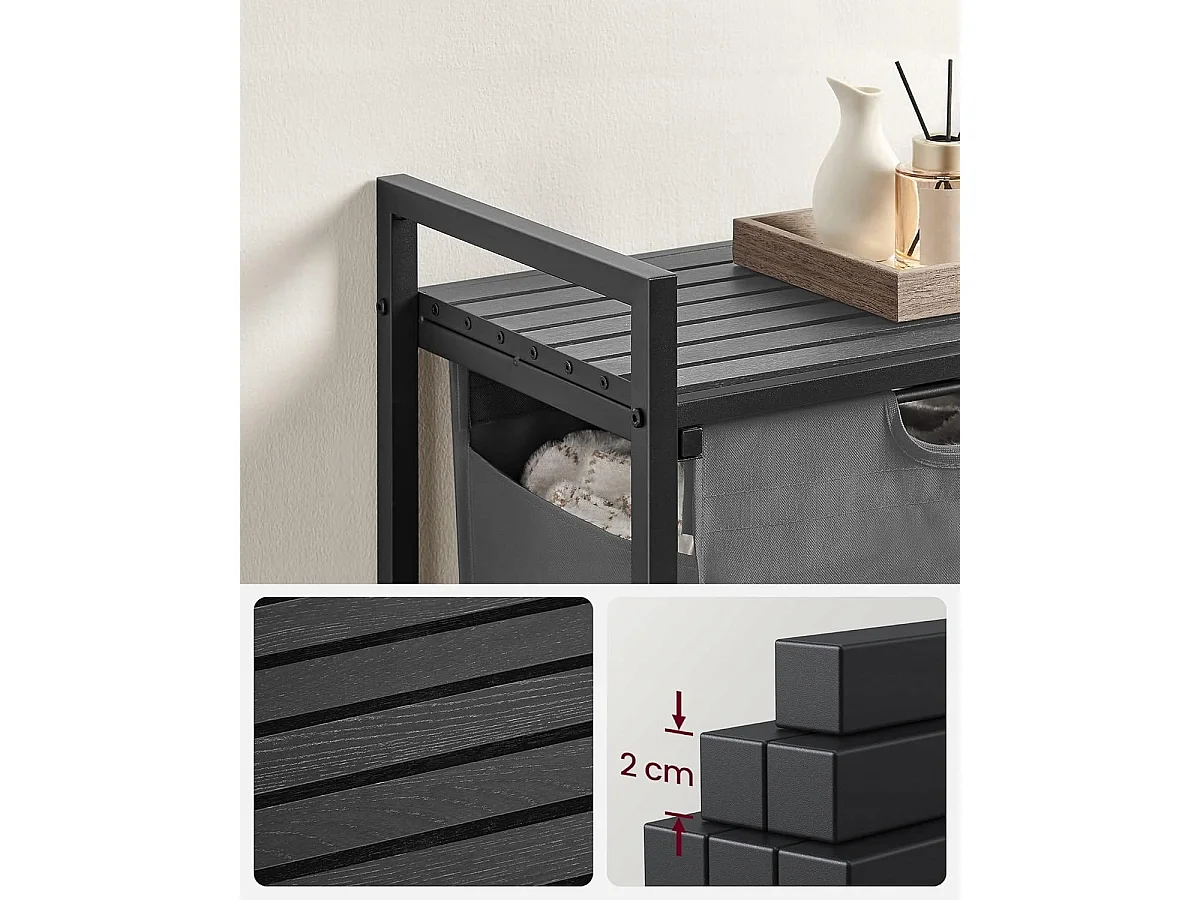 Badkamerkast met wasmand metaal zwart 50x33x72 cm
