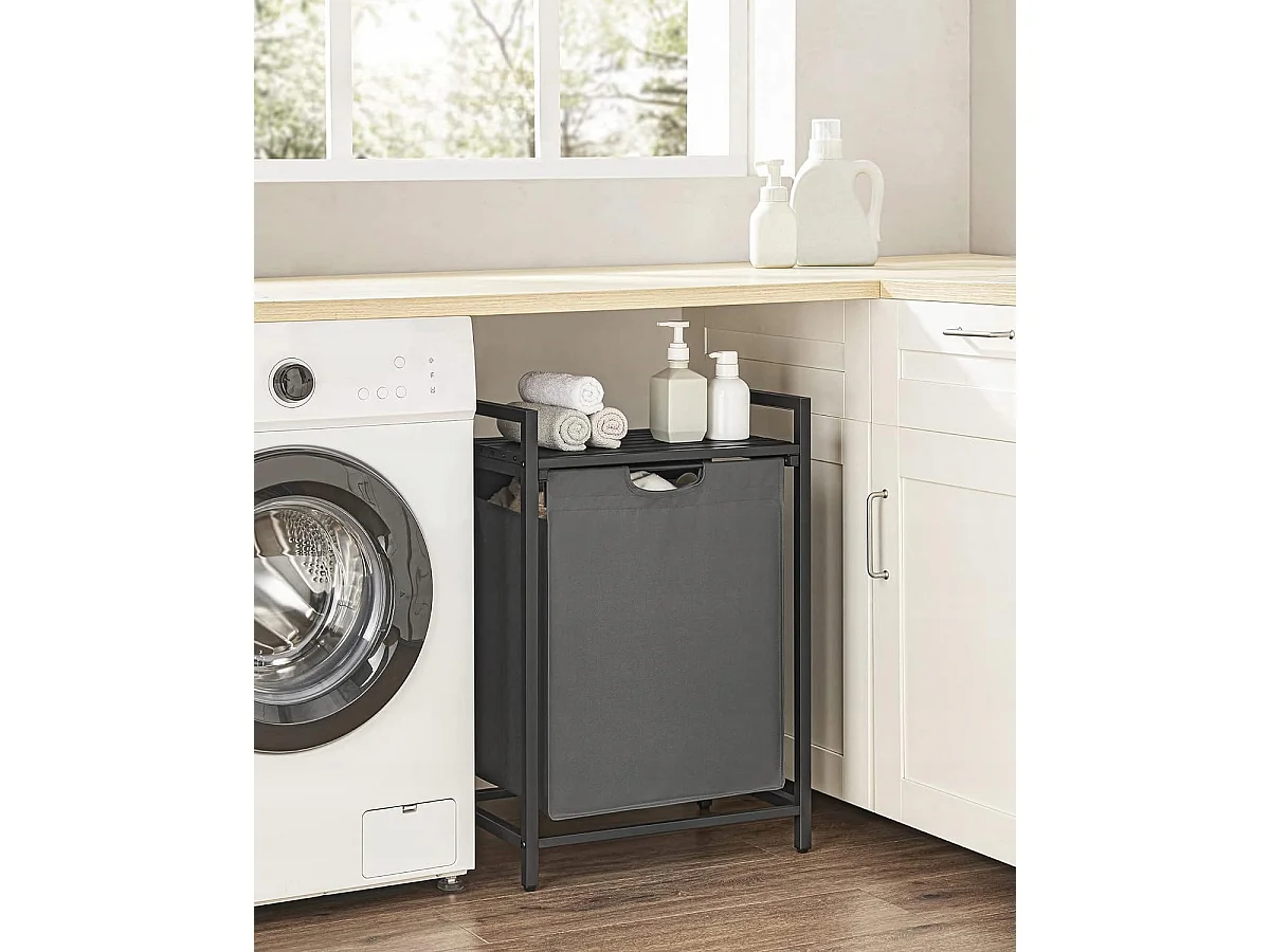 Badkamerkast met wasmand metaal zwart 50x33x72 cm