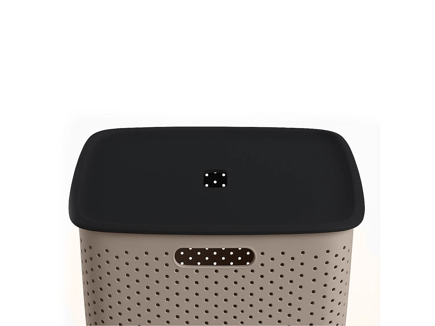 Panier à linge autoportant en plastique marron 60 L 58x45x34 cm