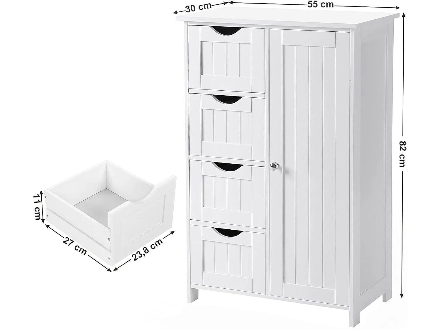 Badkamerkast praktisch MDF wit 55x30x82 cm