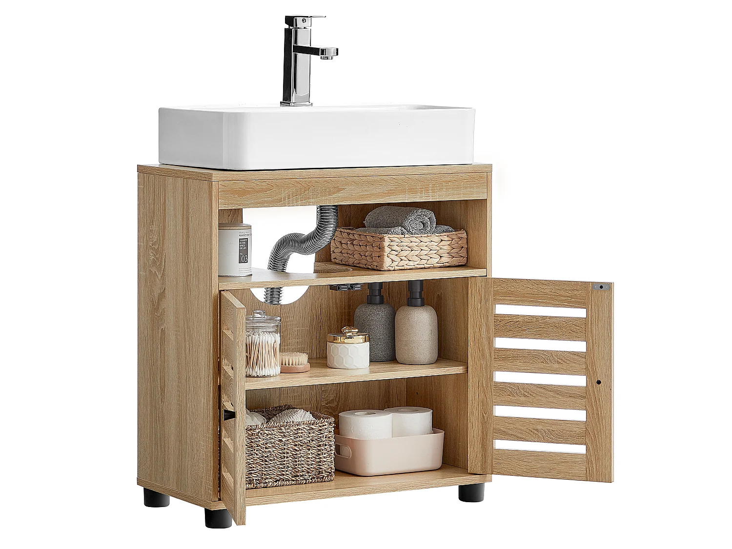 Badkamerkast onder wastafel Sonoma spaanplaat rustiek bruin 60x30x63 cm