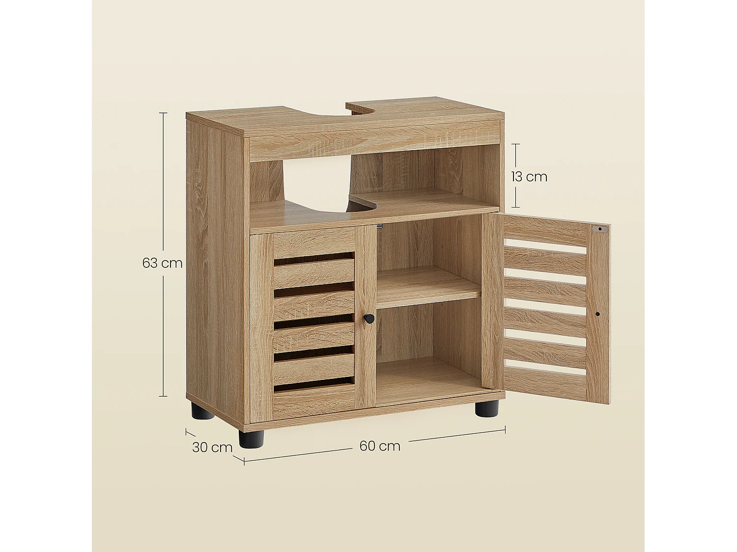 Badkamerkast onder wastafel Sonoma spaanplaat rustiek bruin 60x30x63 cm