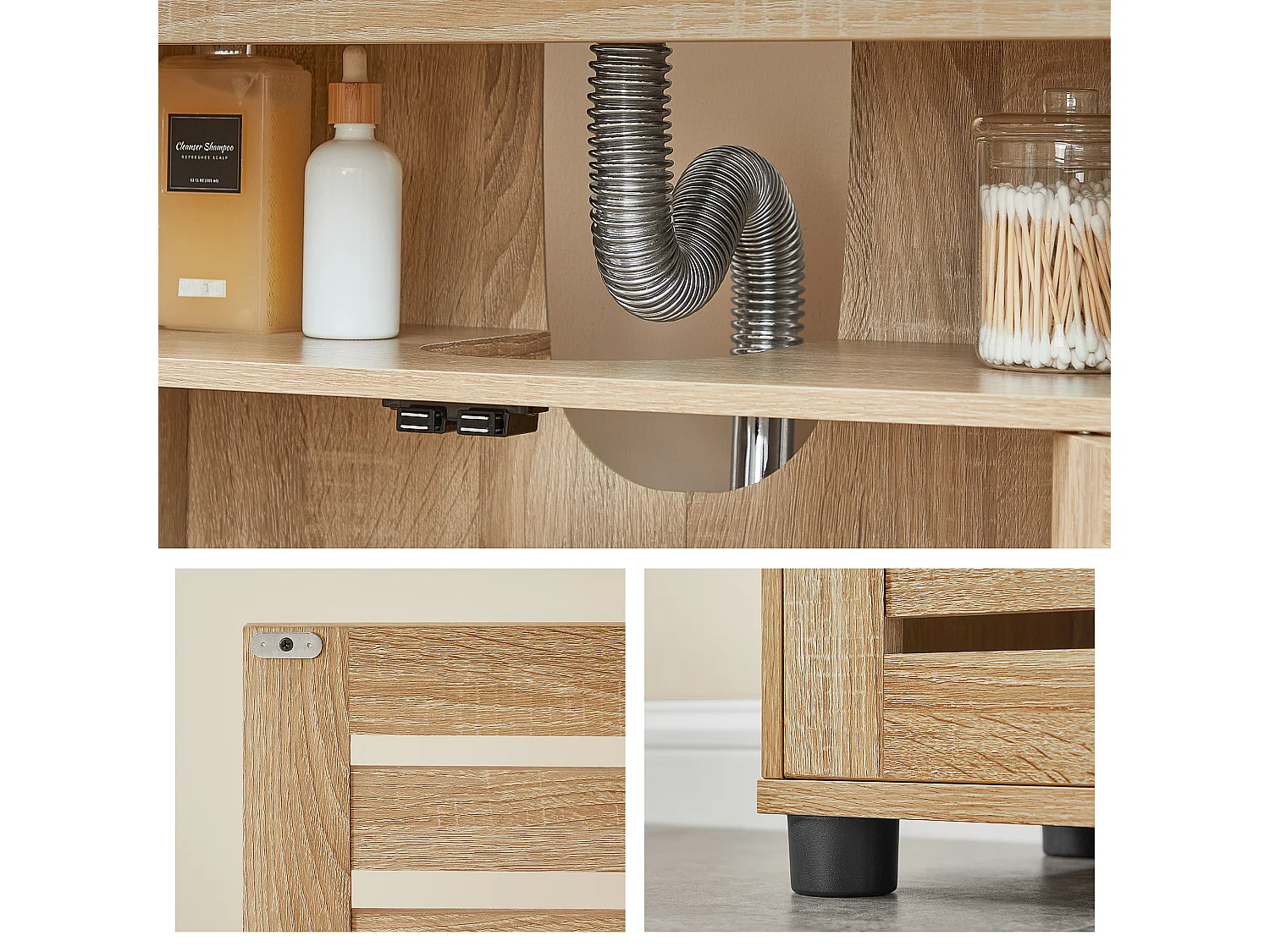 Badkamerkast onder wastafel Sonoma spaanplaat rustiek bruin 60x30x63 cm