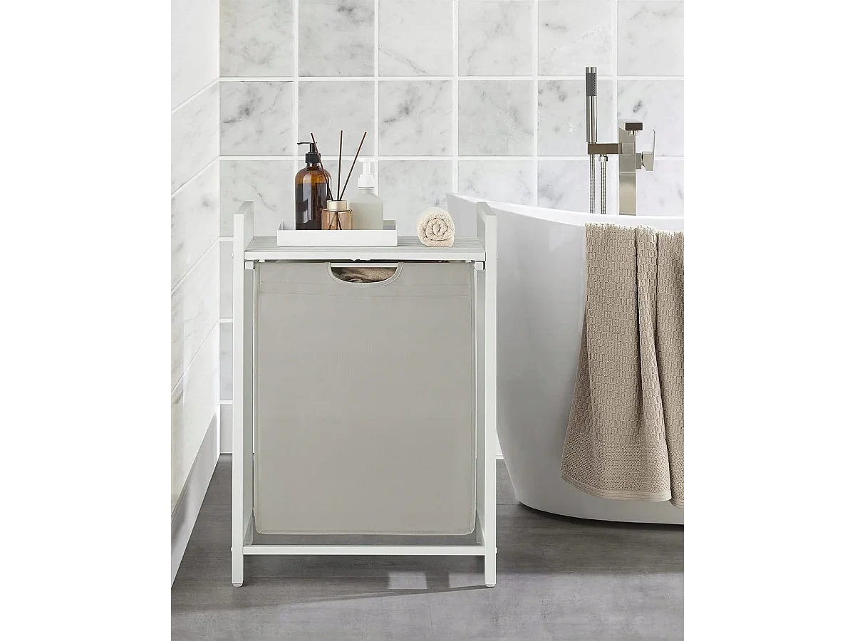 Meuble de salle de bain de rangement métal blanc 50x33x72 cm