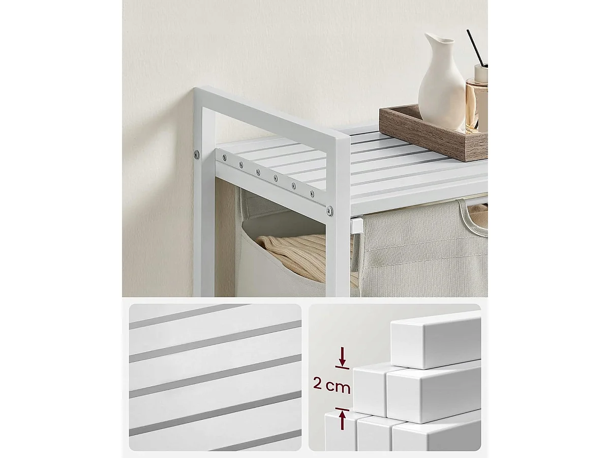 Meuble de salle de bain de rangement métal blanc 50x33x72 cm