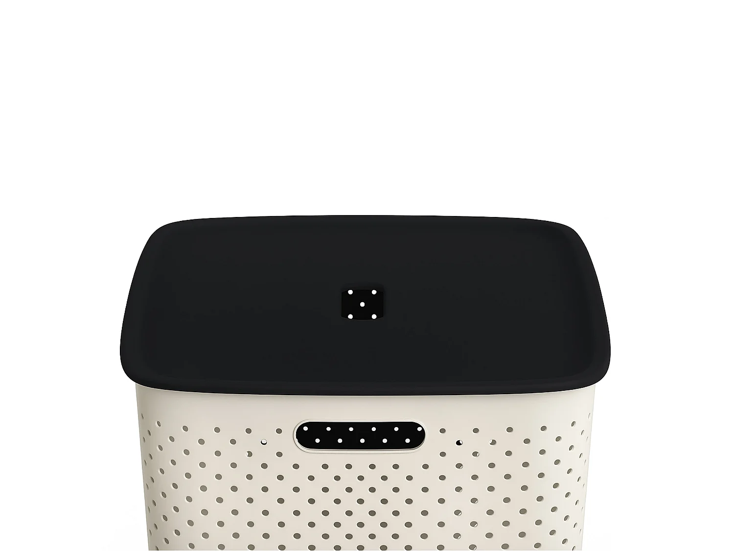 Panier à linge ajouré avec couvercle plastique blanc 60 L 58x45x34 cm