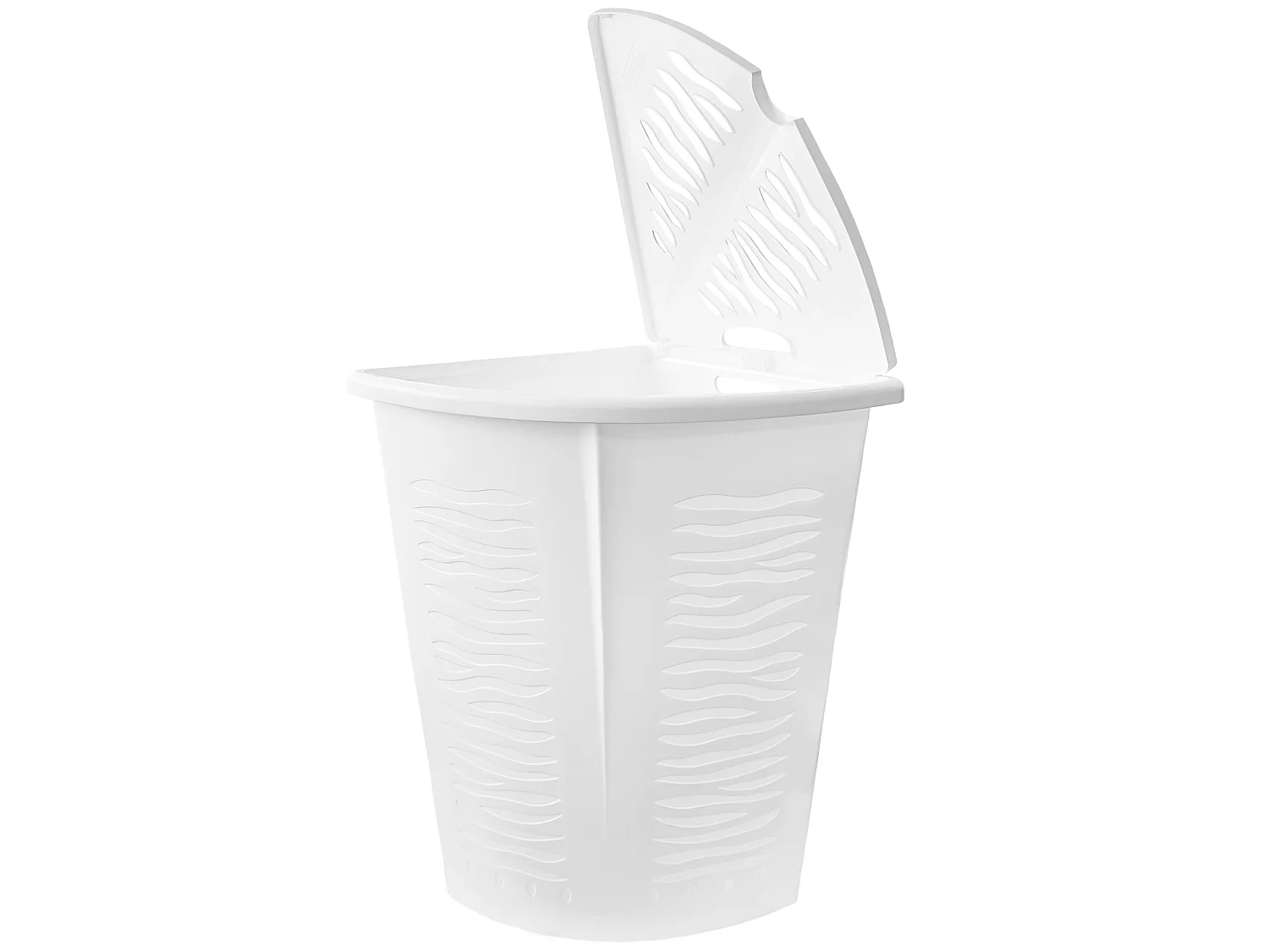 Panier à linge d’angle avec couvercle plastique blanc 45 l 36,5x36,5 cm