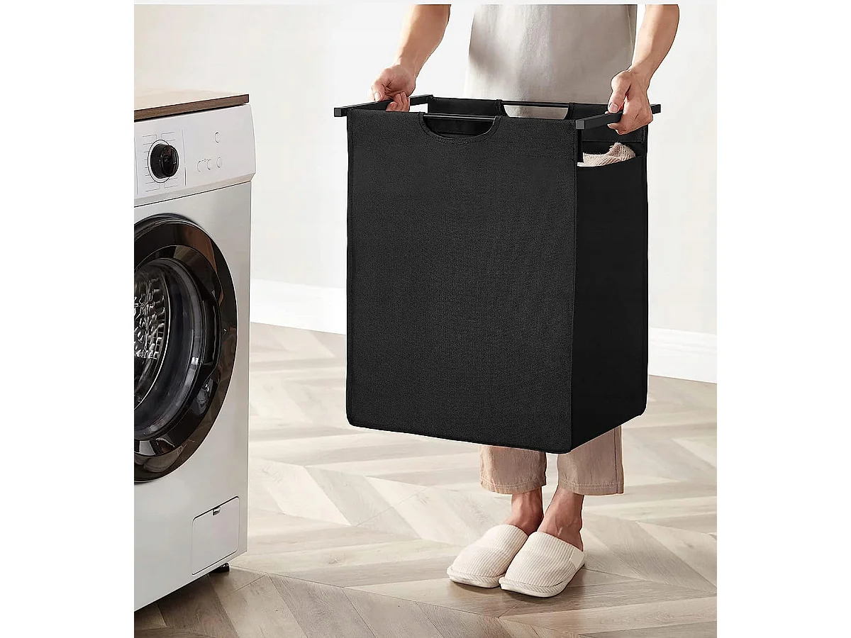 Badkamerkast met wasmand metaal zwart 50x33x72 cm
