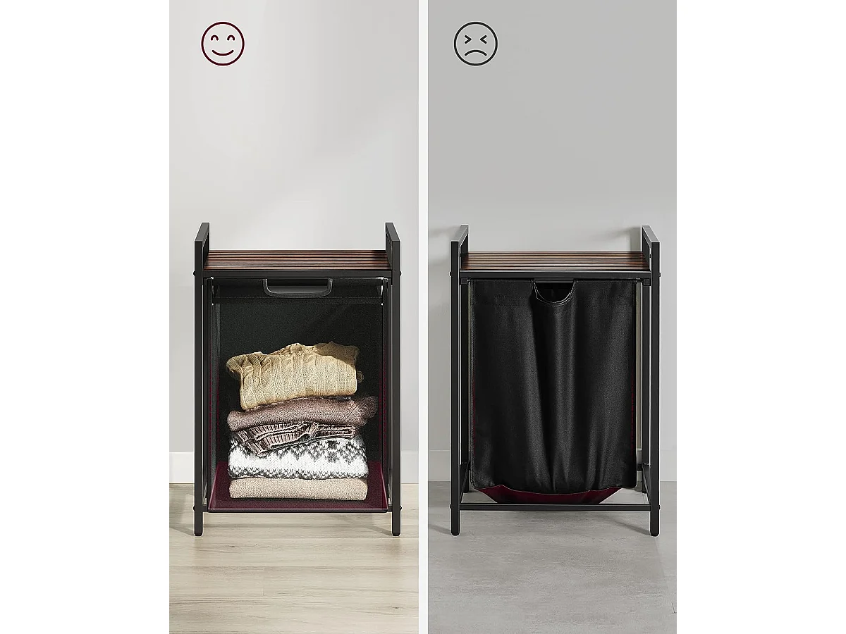 Badkamerkast met wasmand metaal zwart 50x33x72 cm