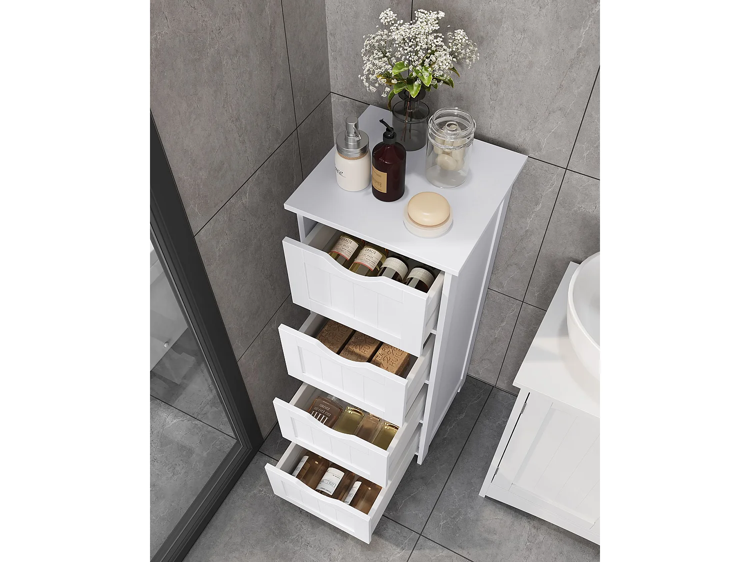 Meuble de salle de bain pratique MDF blanc 30x30x82 cm