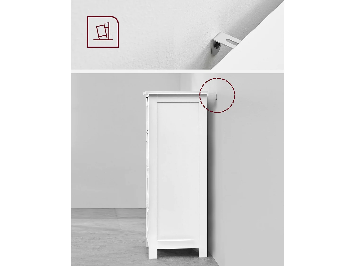 Meuble de salle de bain pratique MDF blanc 30x30x82 cm