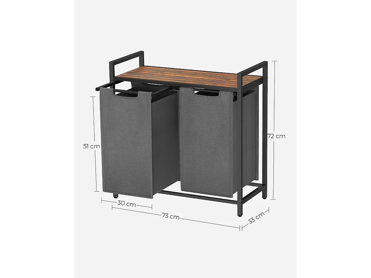 Meuble à linge double compartiment MDF gris 73x33x72 cm BLH201G01
