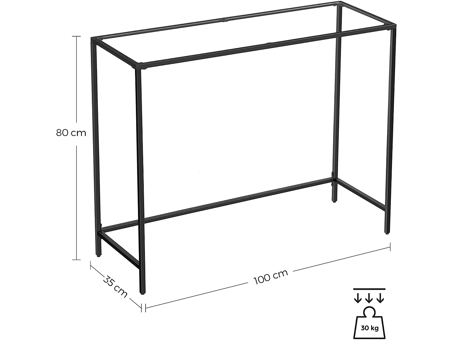 Consoletafel met plank glas metaal zwart 100x35x80 cm LGT026B01