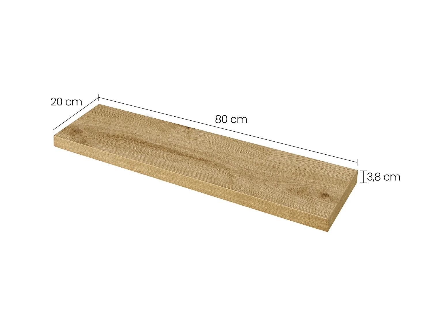 Étagère murale 80 cm artisan en MDF rose 84,5x26x7 cm