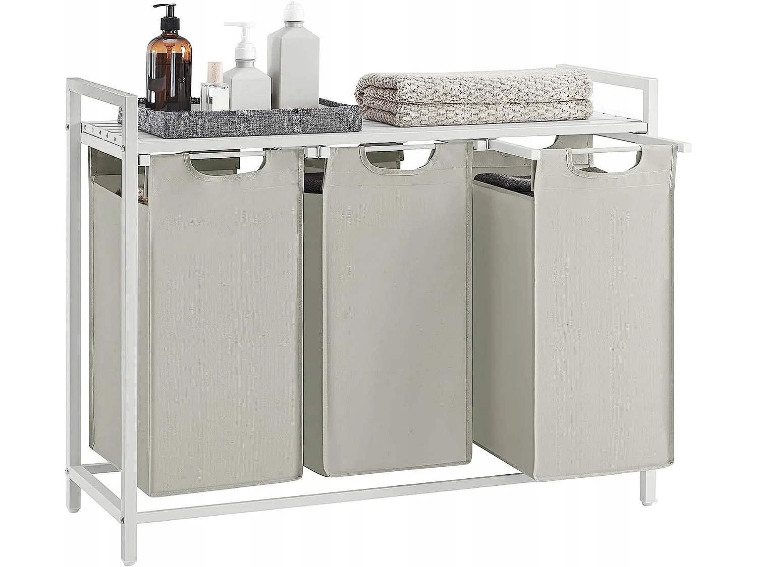 Meuble de salle de bain en métal blanc 92,5x33x72 cm décoration