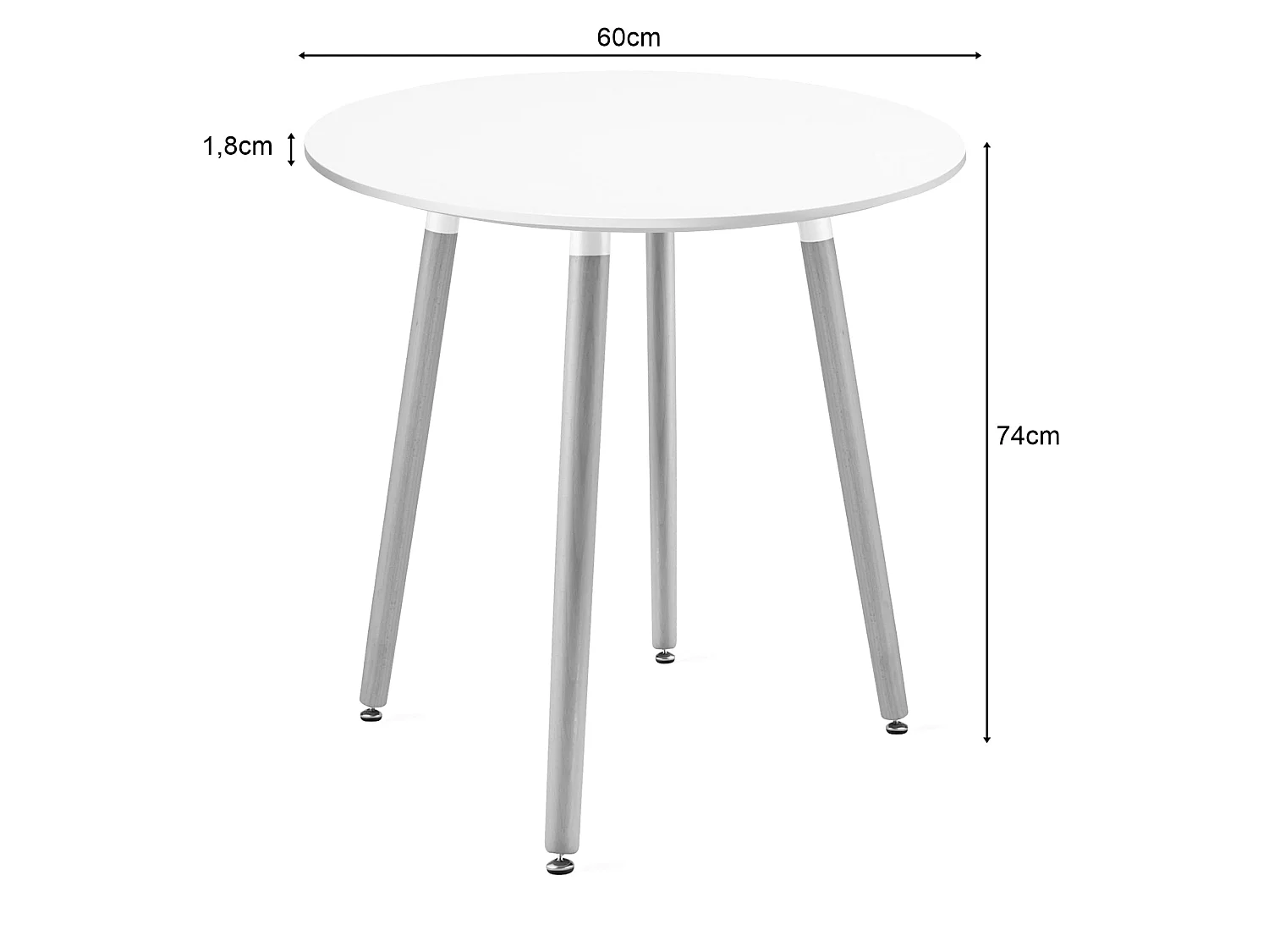 Table ronde KAMI, plateau MDF, blanc, 60 cm