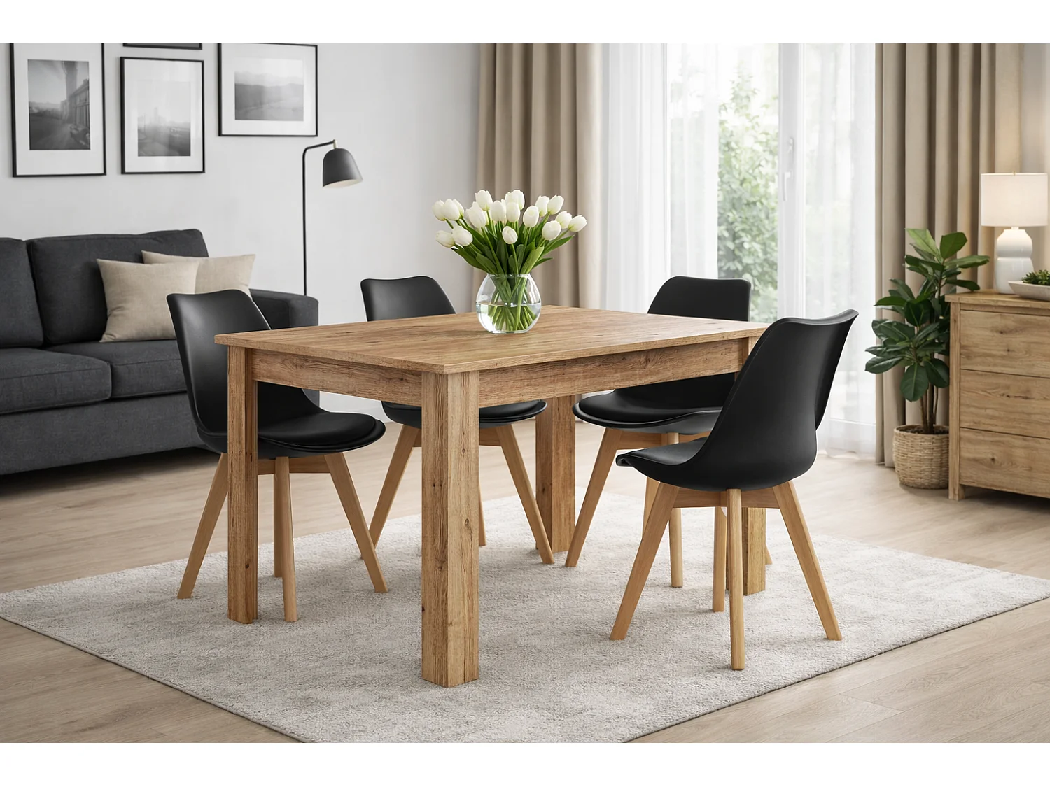 Eettafel modern rechthoekig hout eiken craft 120x80 cm