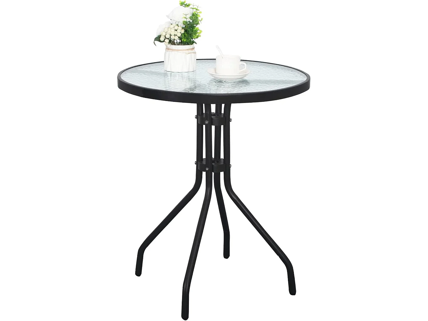 Table ronde Island en verre trempé noir 60 cm 71x62x7 cm