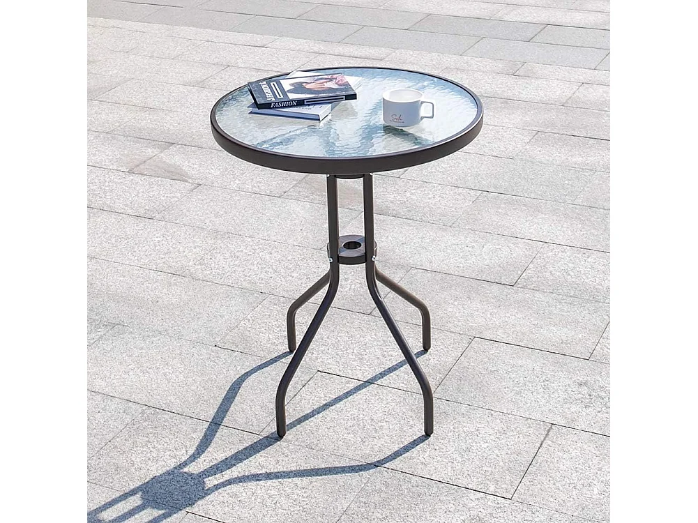 Table ronde Island en verre trempé noir 60 cm 71x62x7 cm