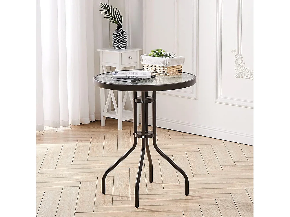 Table ronde Island en verre trempé noir 60 cm 71x62x7 cm