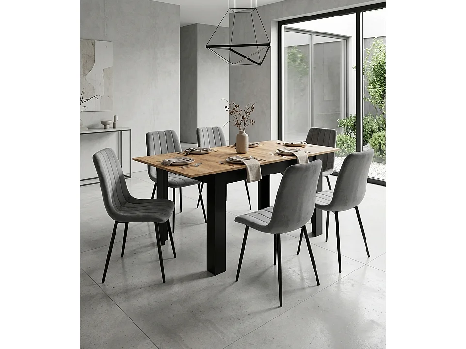 Uitschuifbare eettafel Craft zwart 160x80 cm