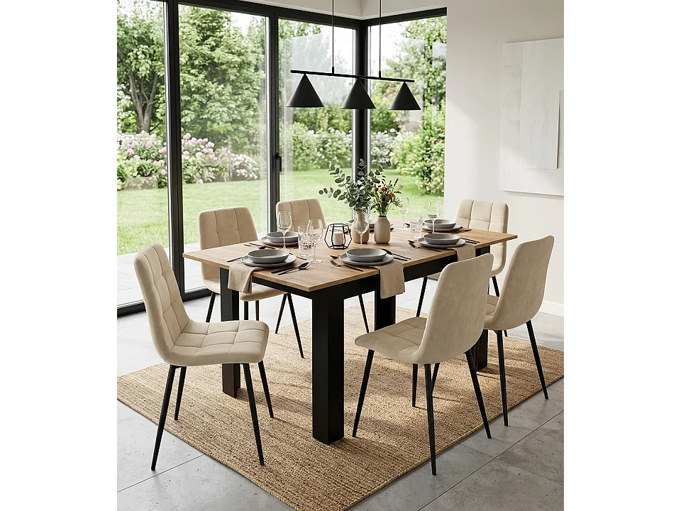 Uitschuifbare eettafel Craft zwart 160x80 cm