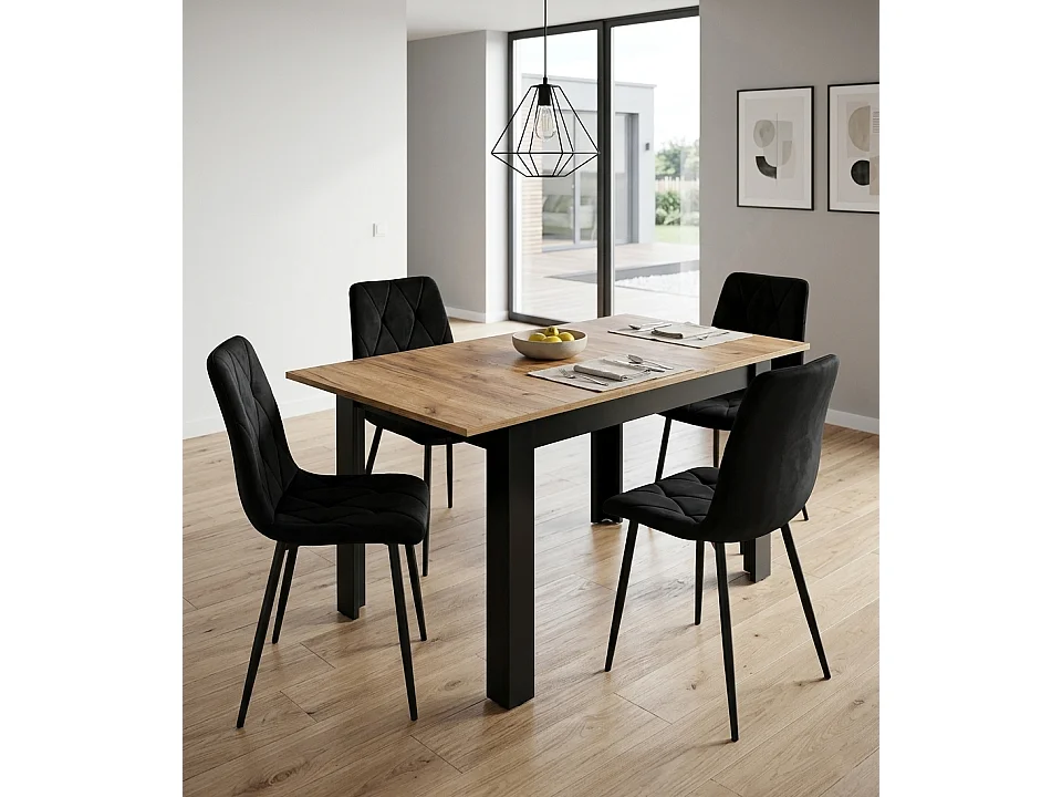 Uitschuifbare eettafel Craft zwart 160x80 cm