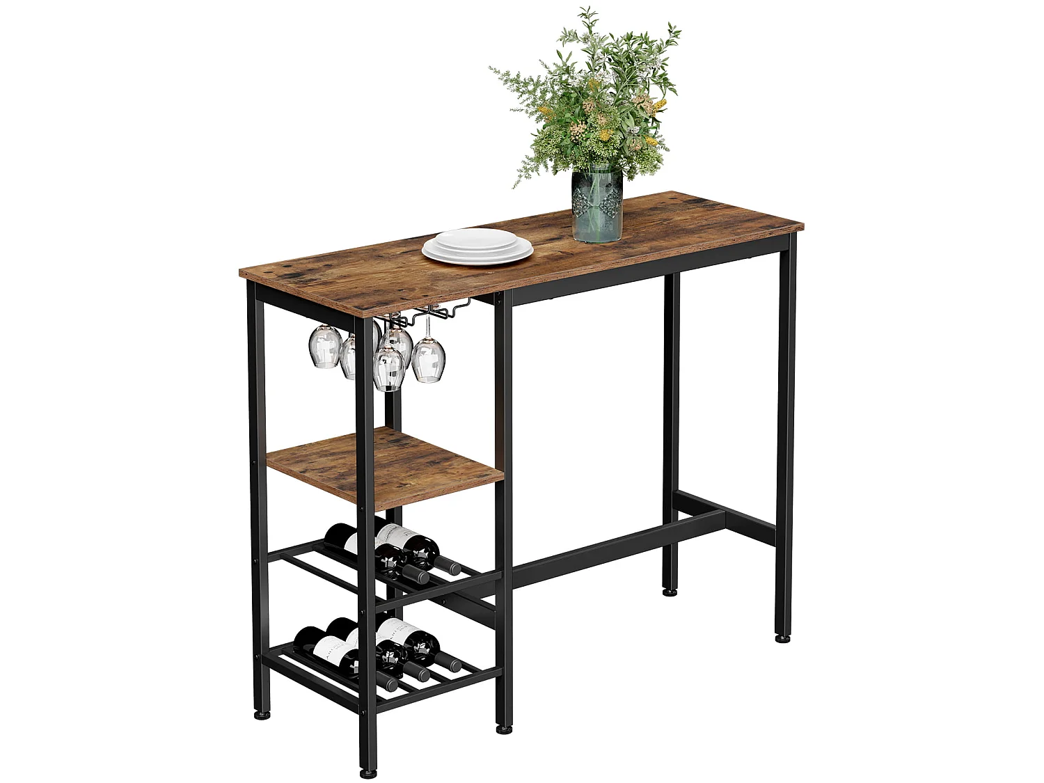 Bartafel rustieke stijl metaal zwart 110x40x90 cm