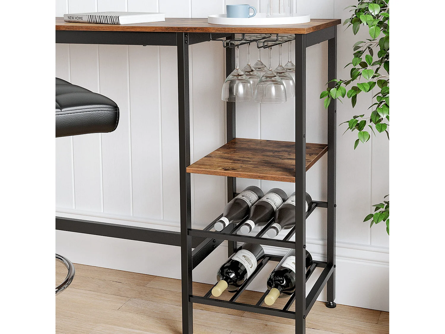 Bartafel rustieke stijl metaal zwart 110x40x90 cm