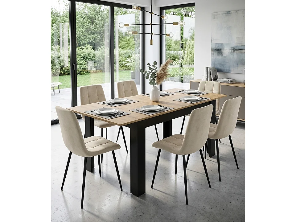 Uitschuifbare eettafel hout artisan zwart 120-160x80 cm