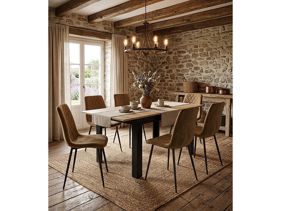 Uitschuifbare eettafel hout artisan zwart 120-160x80 cm