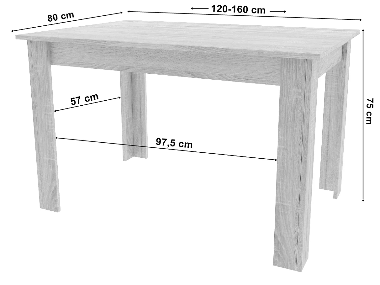 Uitschuifbare eettafel hout artisan zwart 120-160x80 cm