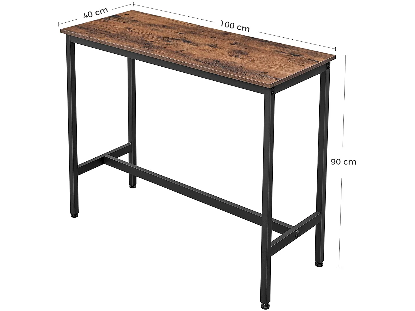 Bartafel rustieke stijl staal zwart 100x40x90 cm
